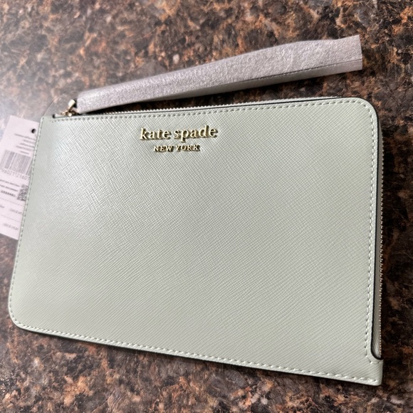 NWT Kate Spade green color block flap crossbody bag and NWT mint wristlet set - Picture 13 of 15